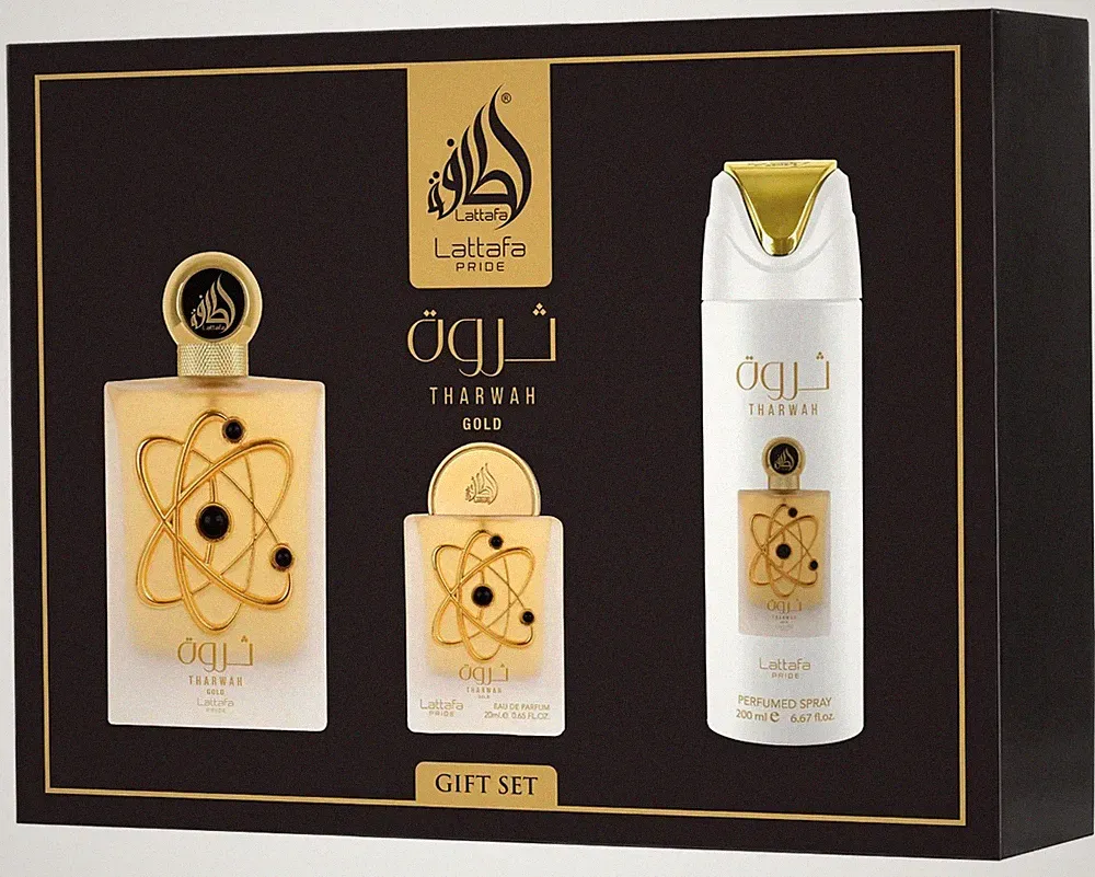 Tharwah Gold 3-teiliges Eau de Parfum-Geschenkset