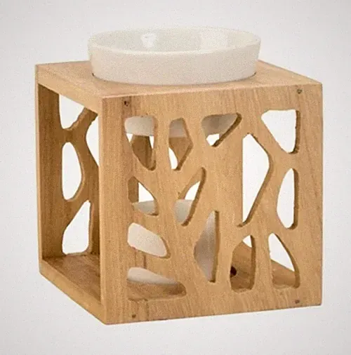 Verdunster Duftlampe für Parfümöl und Teelicht Lampe Verdunster aus Keramik Holz