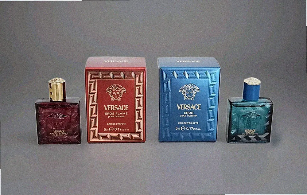 Versace Eros 5 ml Eau De Toilette & Eros Flame 5 ml Eau De Parfum Minis