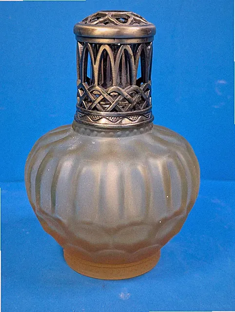 Vintage Eden Catalytic Fragrance Lamp Frosted Amber Glass Ornate Metal Crown