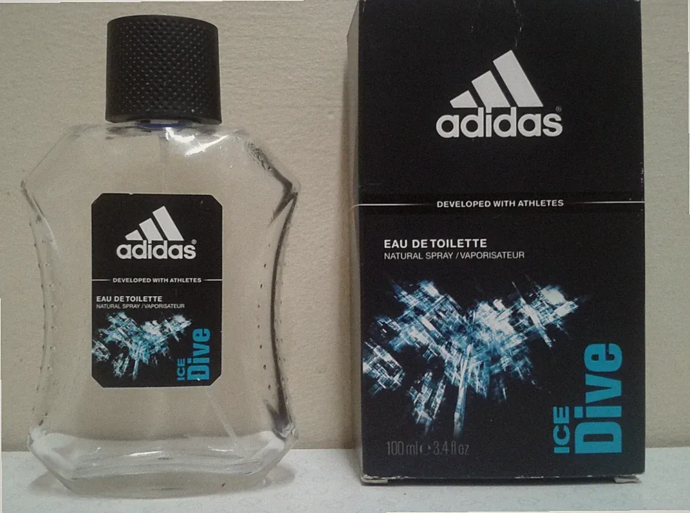 Vintage leere Adidas ICE DIVE Eau de Toilette Body Sprühflasche & OVP