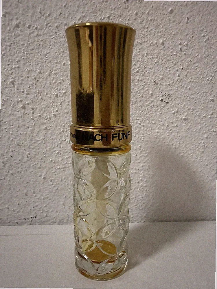 Vintage Nach Fünf von Jade Eau d Parfum Flakon leer Zerstäuber Glas Gold Sammler