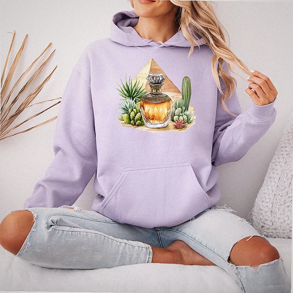 Vintage Parfum Flakon Damen Hoodie Ägyptische Pyramide Lustig Kaktus Geschenk