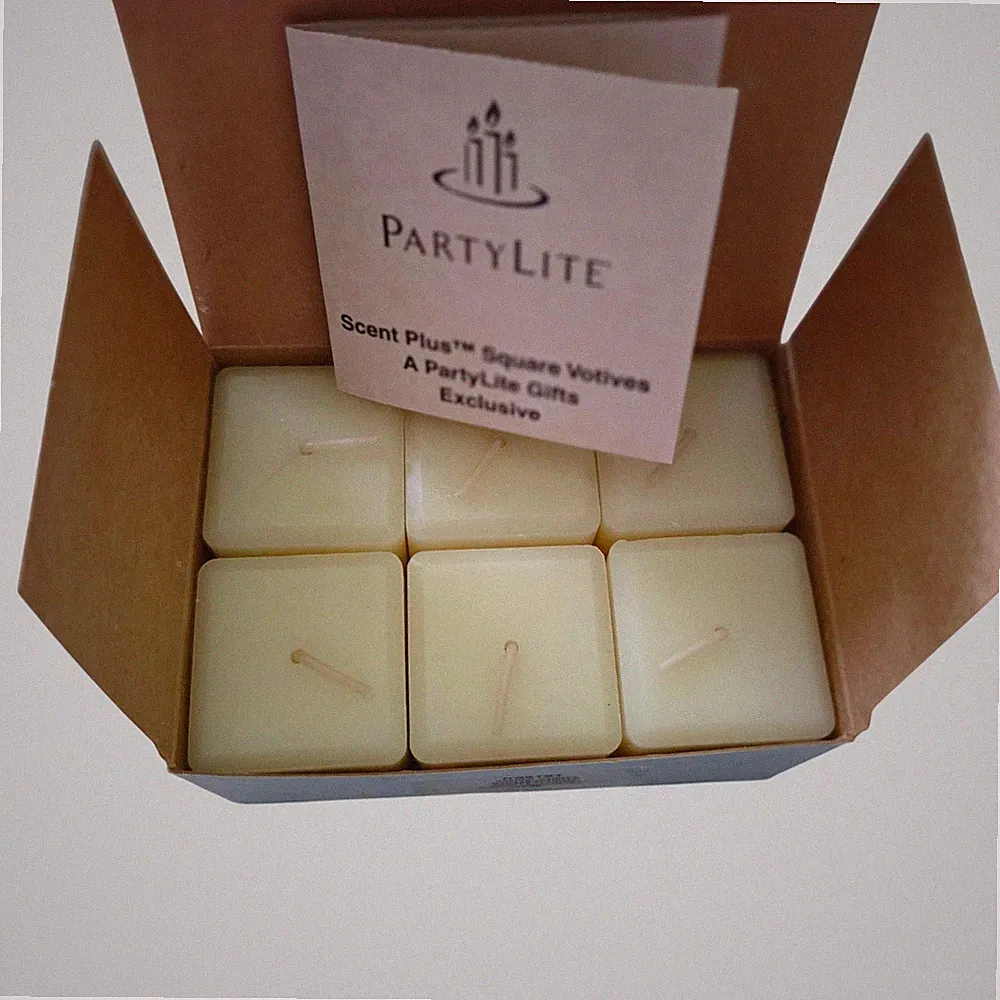 Vintage PartyLite French Vanilla Square Votive Candles K02181 Retired Box of 6