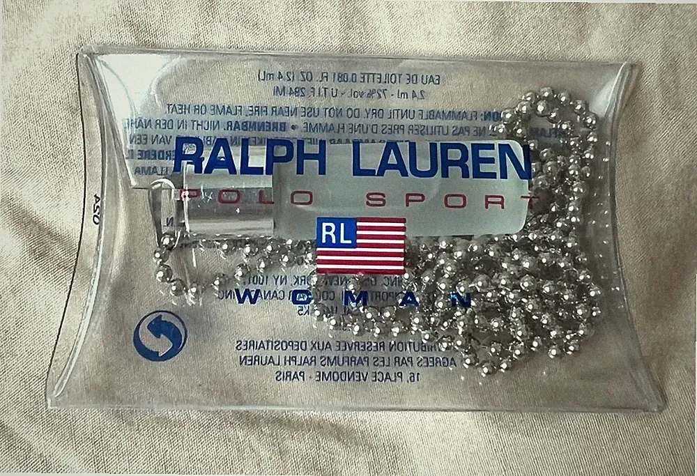 Vintage Ralph Lauren Polo Sport Woman EDT 2.4ml Perfume Pendant Necklace w/ Orig