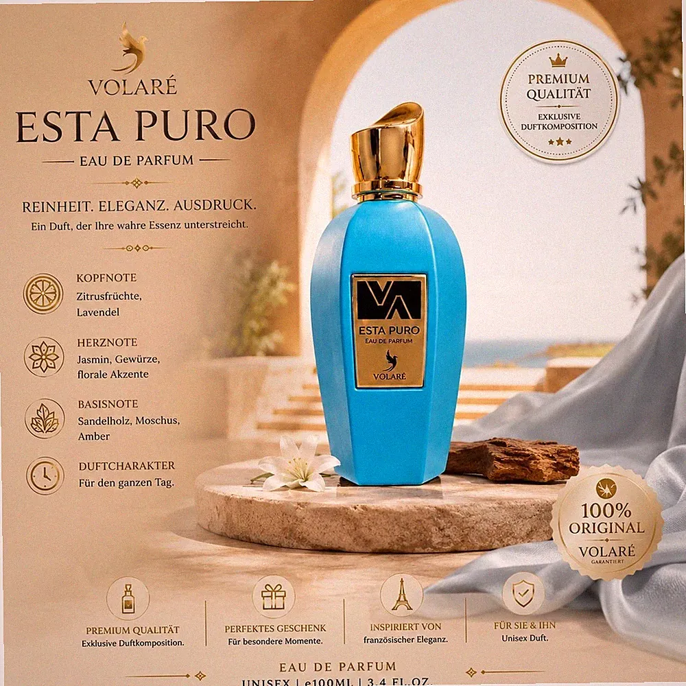 VOLARÉ ESTA PURO Eau de Parfum 100ml Unisex Luxus Duft Neu OVP Premium EDP