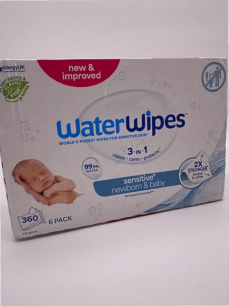 WaterWipes Sensitive Feuchttücher für Neugeborene und Babys - 360 Einheiten