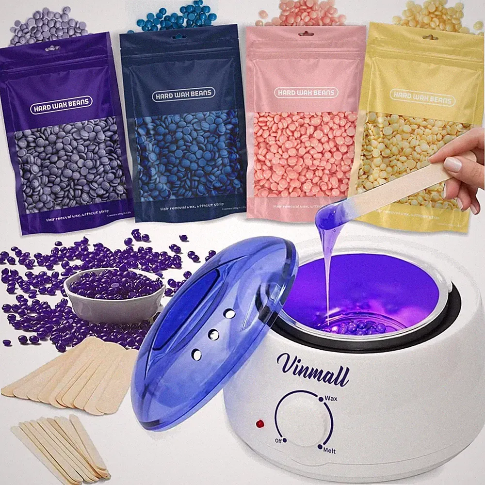 Waxing Set Wachsmaschine Wachswärmer Haarentfernung Natürliche Wachsperlen