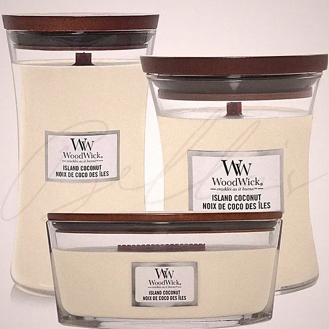 WOODWICK Island Coconut Fruity Fragrance Long Lasting Duftkerzen *WÄHLEN*