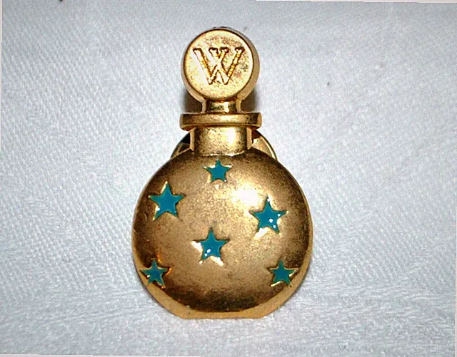 WORTH Pins Brosche Flakon Parfum vergoldet - Duftschmuck "In der Nacht"