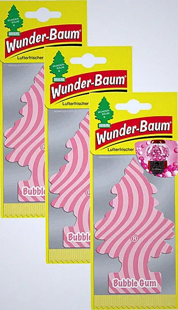 WUNDER-BAUM Bubble Gum 3er Duftbäumchen Wunderbaum Kaugummi 3er Lufterfrischer
