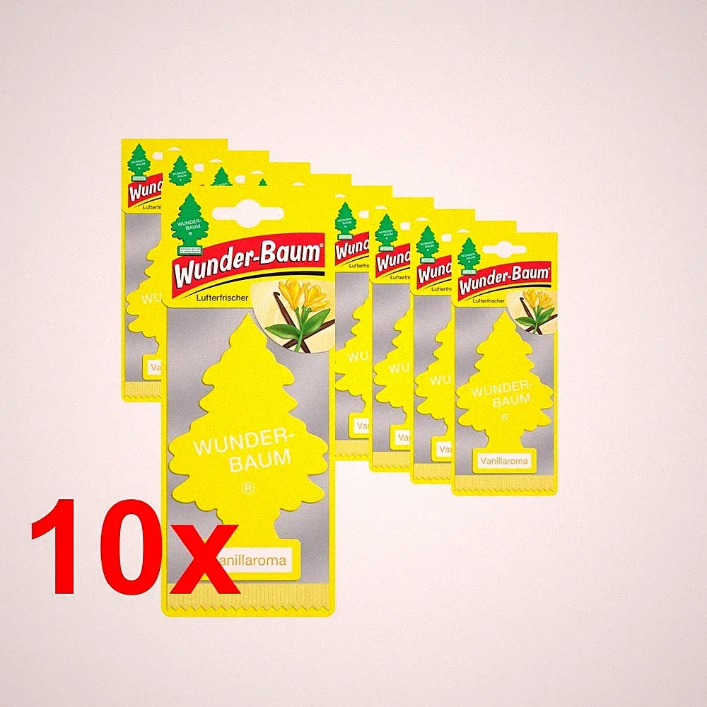 WUNDER-BAUM Duftbaum VANILLE 10er Bundle Lufterfrischer Auto Raum Original