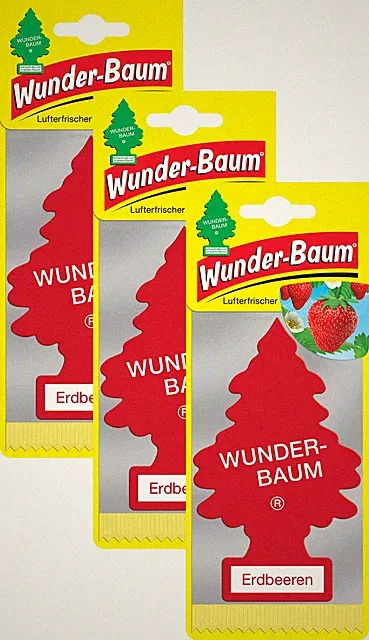 WUNDER-BAUM Erdbeere 3er Duftbäumchen Wunderbaum Erdbeer 3 Set Lufterfrischer