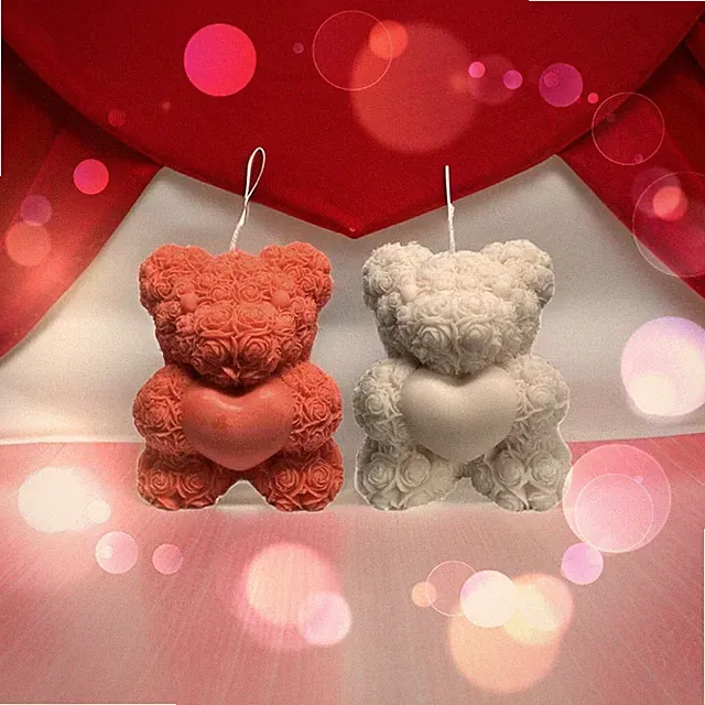 XL Teddy Duftkerze | Luxus Handarbeit Sojawachs | Wohndeko | Geschenkidee -2 Stück