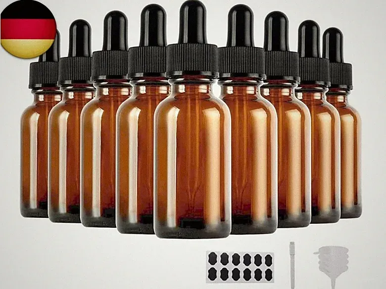 YBCPACK 24 Stück Pipettenflasche 30ml mit Glaspipette, 24 Etiketten, 1 Stift, 4