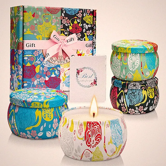 YMing Duftkerze Geschenkset für Frauen, 5,65 Oz/Dose, Blumenduft 4 Stück