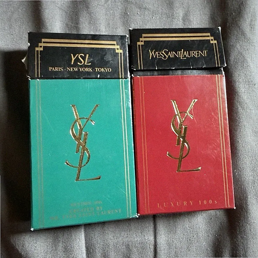 Yves Saint Laurent Luxury 100s 2er-Set grüne & rote Box Zigaretten Packung