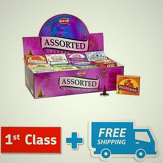 Zapfen Räuchersaum Original Dhoop gemischte Düfte 12er Pack Räucherkegel *insgesamt 120