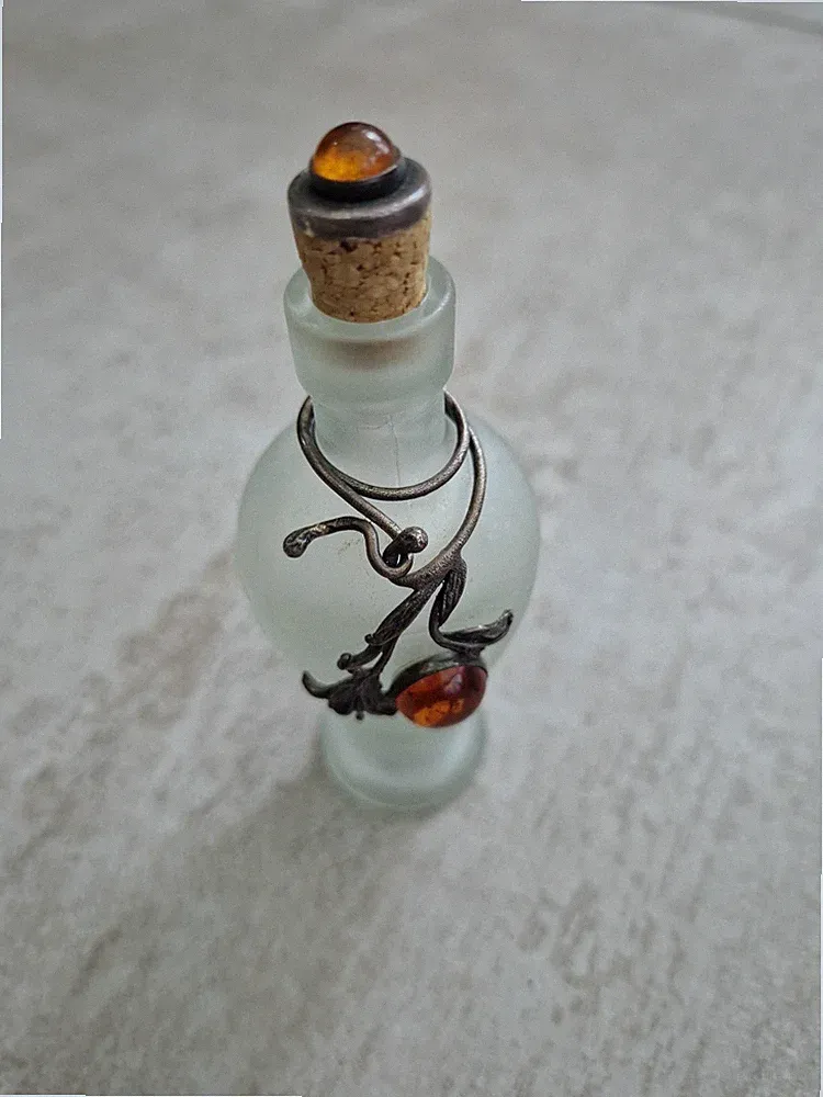 Zierflasche Öle, Parfüm, Silber 925 Mit Bernstein 50ml.
